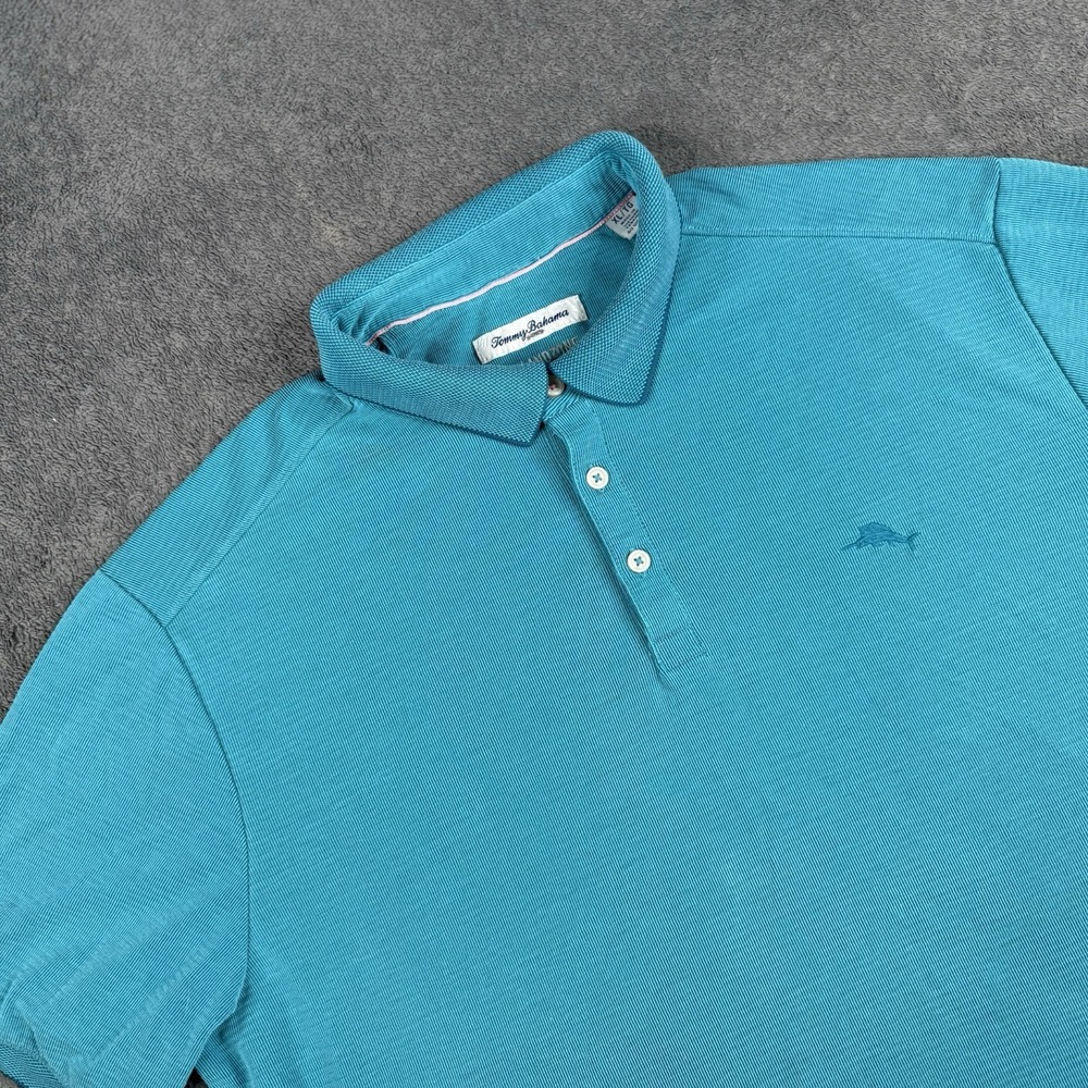 Tommy Bahama Casual Preppy Polo Shirt Mens XL Short Sleeve Textured Green Island